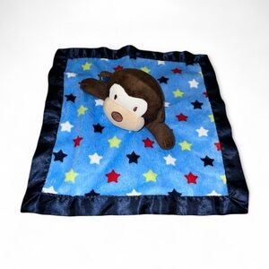 Garanimals Monkey with Stars Blue Lovey Security Blanket Satin Back 12"